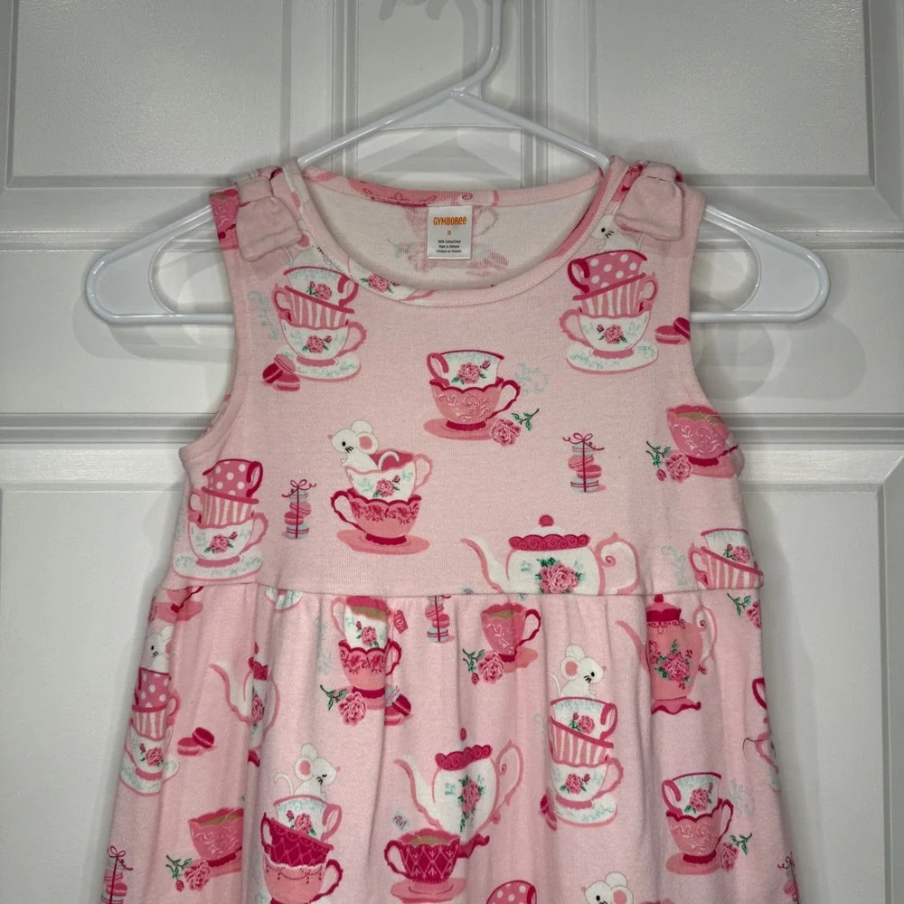 Gymboree Girls Pink Tea Party Tiered Dress Size 8‎